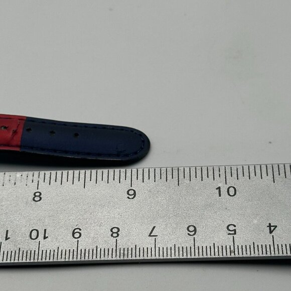 Vintage Tommy Hilifiger Watch Men Black Dial Striped Leather Band Y2K Works 9" - Picture 11 of 12